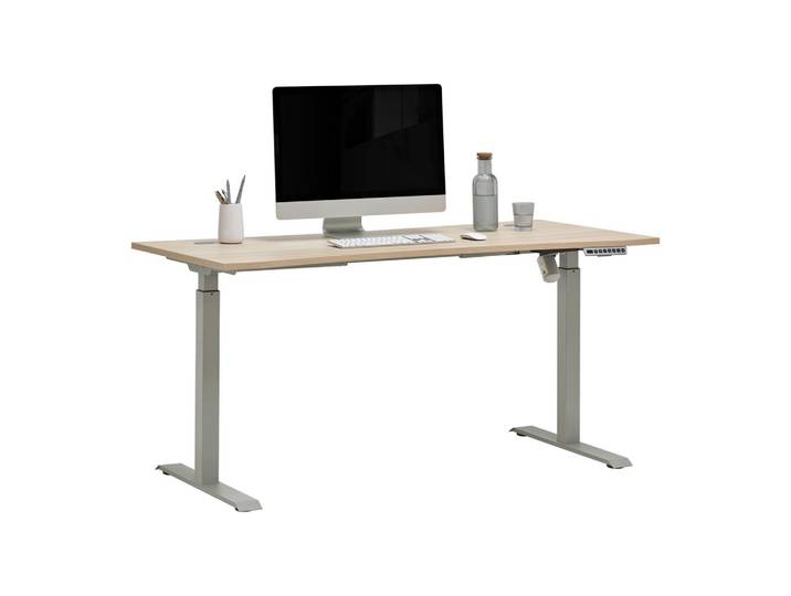 Schreibtisch Siena Eiche/Silber höhenverstellbar