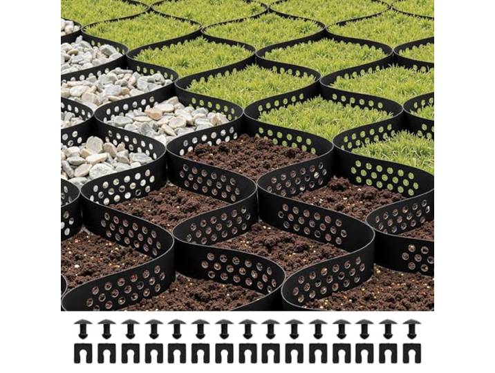 VEVOR Stabilisateur de Gravier\, 5x1\,98 m\, Grille de Stabilisation de Sol Géocellulaire\, Profondeur 5 cm\, Retenue de Gazon au Sol Stable\, pour Allée\, Patio\, Jardin\, Terrasse\, Surfaces Planes\, Pentes
