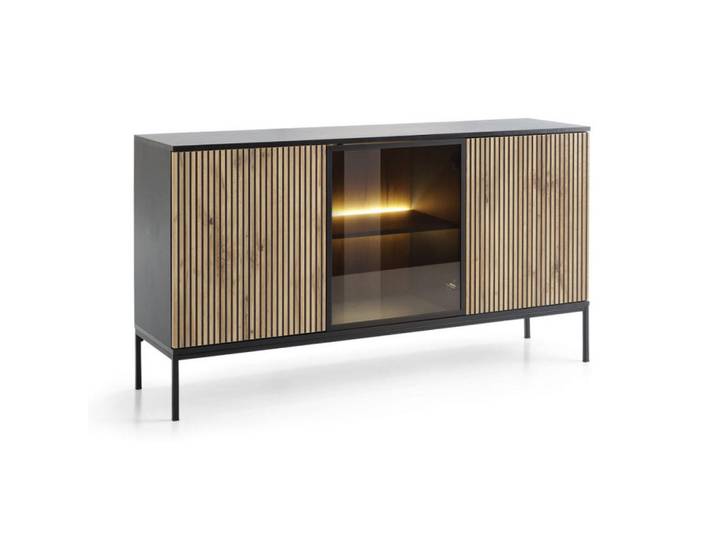 Sepro Meble Sideboard Weiß K154 Mit LED-Beleuchtung, Mehrfarbig, 154x83x39 cm, Kleinmöbel, Kommoden, Sideboards