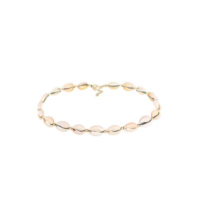 Kette mit Anhänger ELLI "Halskette Choker Kauri Muscheln Beach 925 Silber vergoldet" Gr. 36, gold, Halsketten, Damen, ohne Stein, Silber 925 (Sterlingsilber)