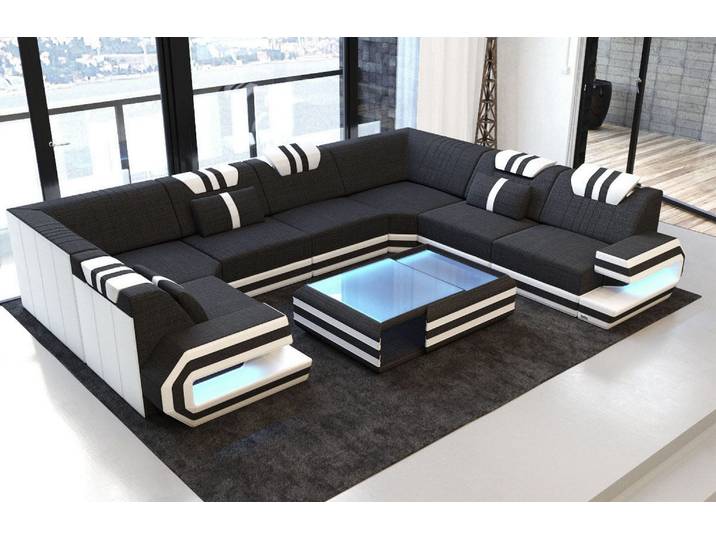 Wohnlandschaft Ragusa U-Form aus Stoff