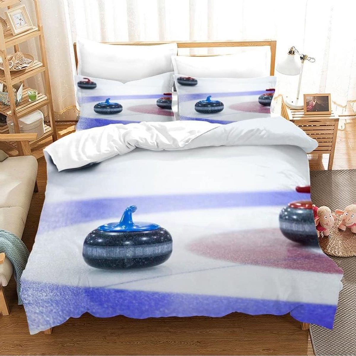 Wit 3D Dubbelzijdig Dekbedovertrek Set - 200x200 cm