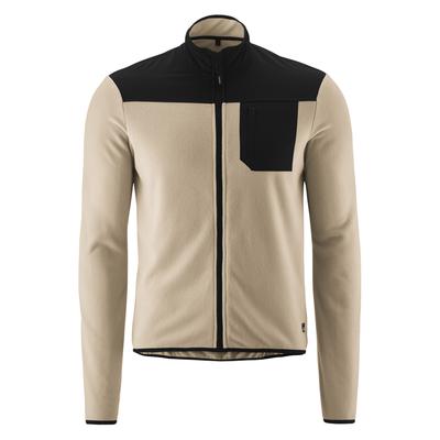 Radtrikot GONSO "Adventure Jersey Fleece M", Herren, Gr. L, beige (cream), 100% Polyester, hoch geschlossener Ausschnitt, Trikots, Herren Fahrradtrikot langarm, weiches Fleece-Material, Full-Zip Trikot