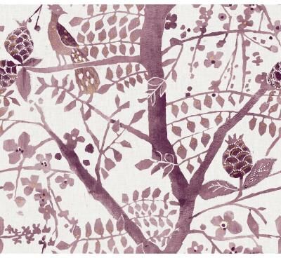 Antonina Vella Peacock Block Print Purple Wallpaper