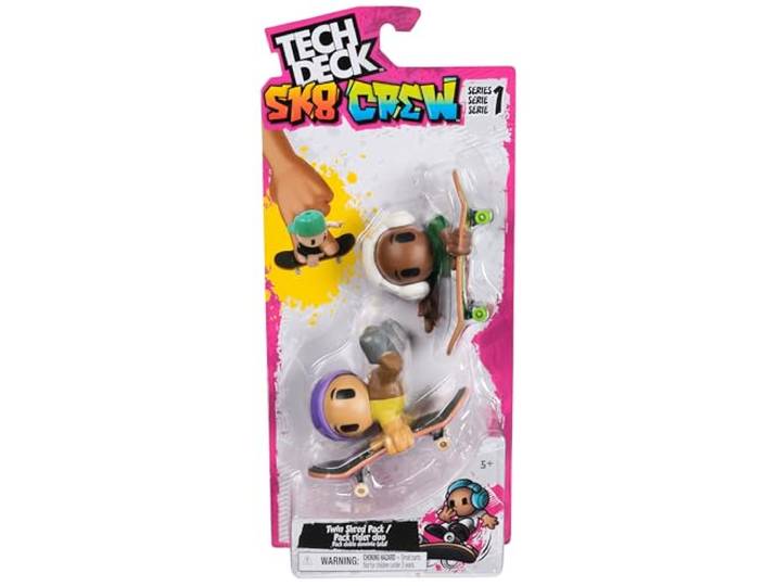 Tech Deck Sk8 Crew - 2 unieke vingerskateboards met skaterfiguur - stijlen kunnen verschillen