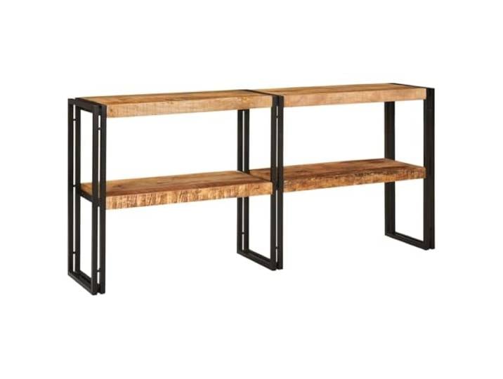 XHNIFBN Konsolentisch Braun 160x33x75 cm Massivholz Mango Stahl Schlanker Anstelltisch für Flur und Wohnzimmer. Bietet mit 5 Ablagen viel Platz für Deko bei stabiler Stahlkonstruktion.