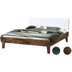 Hasena »Golea« Massivholzbett, Kopfteil gepolstert 200x200 cm / Akazie Vintage brown, lackiert / Kul white / 20 cm