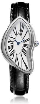 Fashion Sheath Alien Crash Melt Twist Y2K Watch Creative Irregular Unisex Wristwatch With Leather Strap silver 2