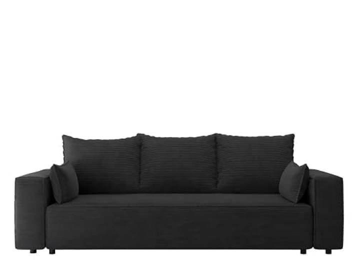 4ALL HOME Sofa mit Schlaffunktion Veno 242x95 cm - Couch - Sofa mit Bettkasten - 3 Sitzer - Schlafsofa - Schlafsofa mit Bettkasten - Cord - Wohnzimmer (Poso 34 Graphit)