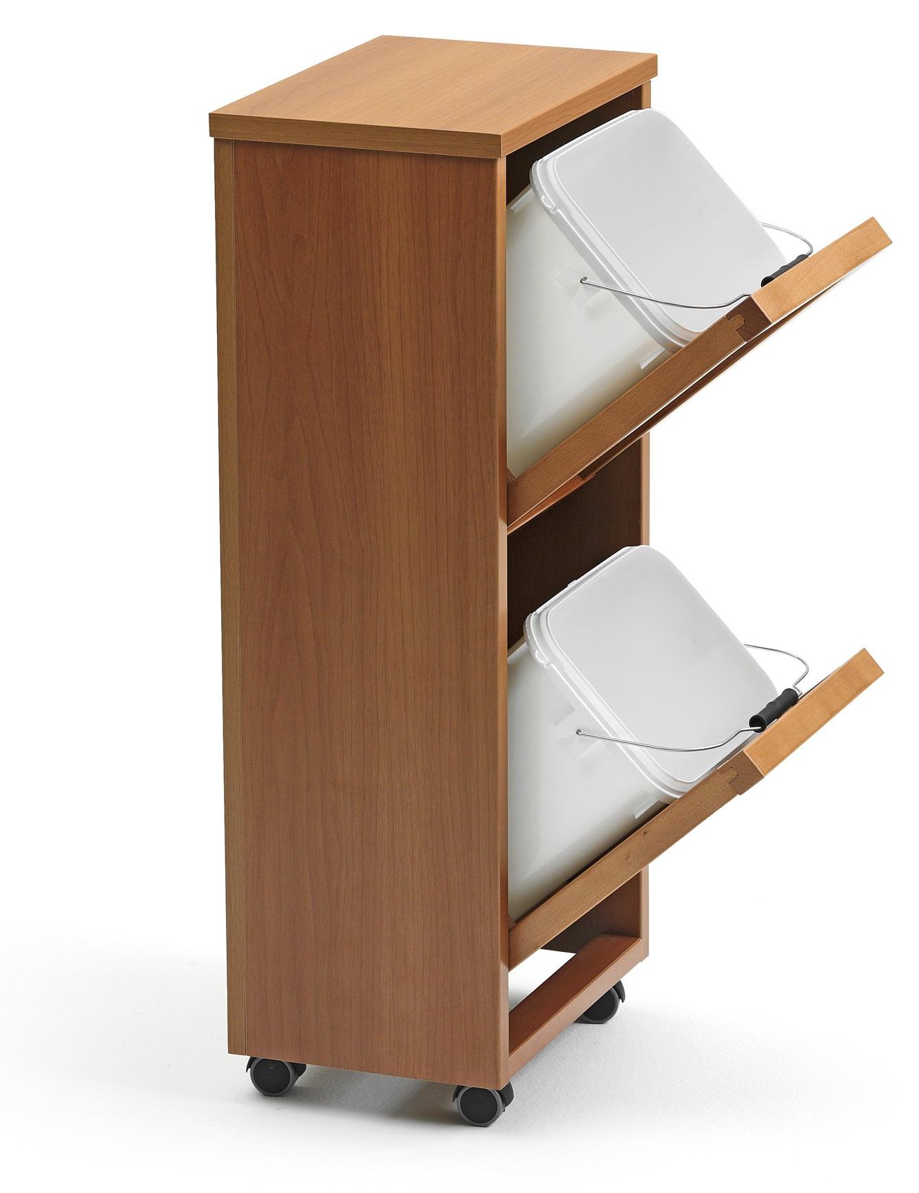 Abfallsortiersystem Madera 2, Holz, 2 Körbe, Kirschholz