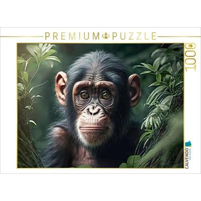CALVENDO Puzzle Junger Schimpanse | 1000 Teile Lege-Größe 64x48cm Foto-Puzzle für glückliche Stunden