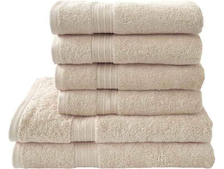 Handtuch Set DYCKHOFF Siena , beige (champagner), Obermaterial: 100% Baumwolle, Handtuch-Sets, Handtuch Set, in tollen Unifarben