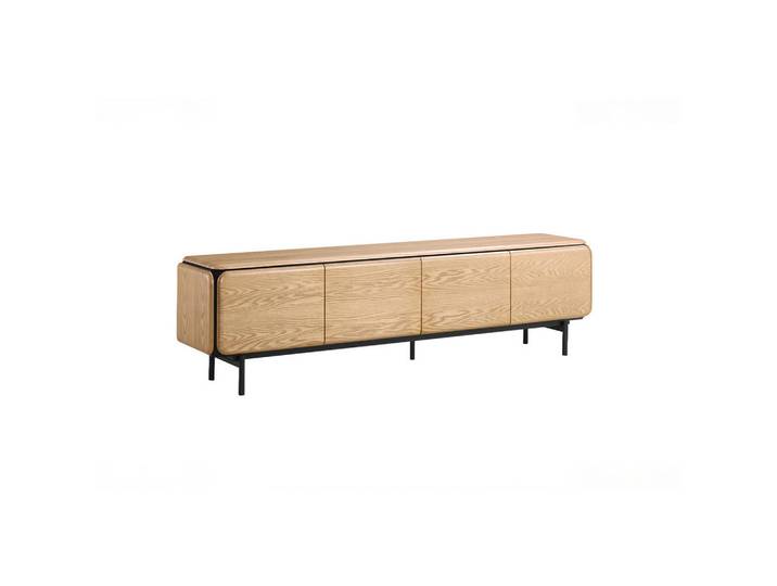 Kawola Lowboard Avril Braun Eiche, Metall, Nachbildung,Eiche, 4 Fächer, Rechteckig, 200x56x40 cm, Wohnzimmer, TV Möbel, Lowboards, Lowboards stehend