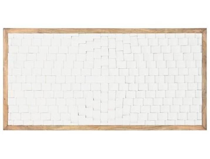 DRW Kopfteil für Betten, 135-150 cm, moderner 3D-Stil, aus weißem Mangoholz, 160 x 4 x 80 cm