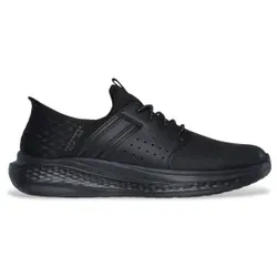 Skechers für Herren. 210828 Slipper RF Slade Zachary Hausschuhe schwarz (41), Stoff, Wohnung, Schnürsenkel, Lässig