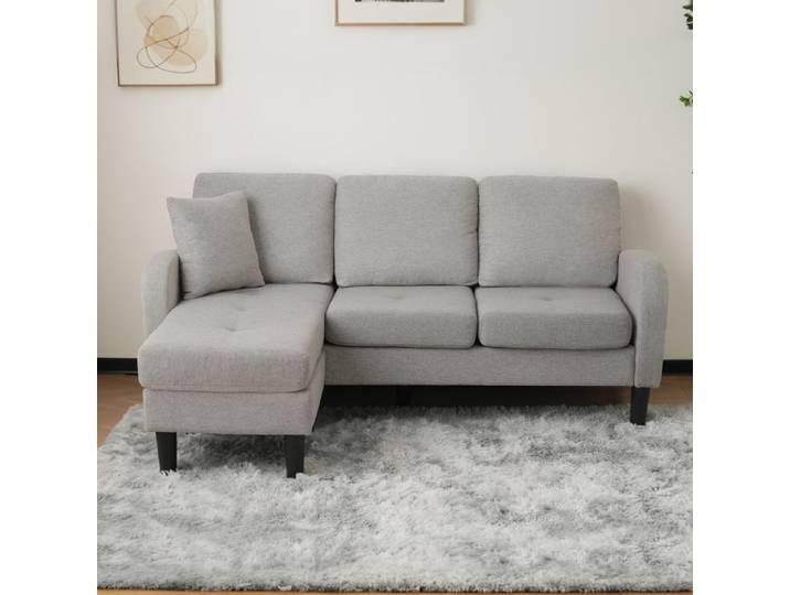 Canapé d angle avec méridienne 166x118 cm - FloraGrace avec design modulaire réversible tissu respirant - Gris