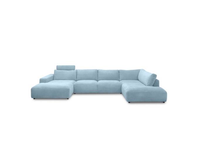 Musterring Lucia Wohnlandschaft mit Bezug in Cord und optionaler Kopfstütze - Cord light blue - ohne Zusatzausstattung - links Modern, Zeitlos