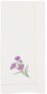 Saro Lifestyle "Embroidered Crocus Blossom Napkin (Set of 6) - 20""x20"""