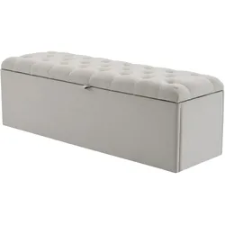 OKWISH Betthocker mit Stauraum 141x41x47 cm Leinen Stoffhocker Europäisches Design Sitzbank für Schlafzimmer mit großem Stauraum einfach montiert Hellgrau