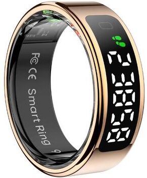 Uplift Essentials Smart Ring With Display Screen And Wireless Charging Waterproof Fitness Health Tracker 7 gold