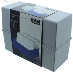 HAN Karteikartenbox A5 quer 300 Karten grau Packung mit 3 Stück