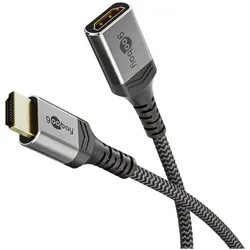 goobay HDMI-Verlängerungskabel Ultra High-Speed-HDMI schwarz / silber 1 m schwarz