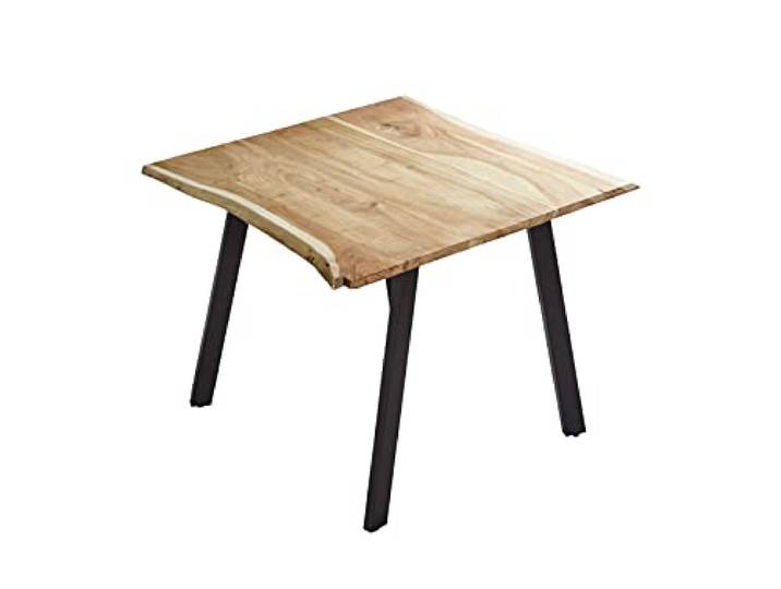 SAM Esstisch Laxmi 90x90 cm Akazie Natur Baumkante Metallbeine schwarz Baumkantentisch massiv, Akazienholz naturfarben, Esszimmertisch