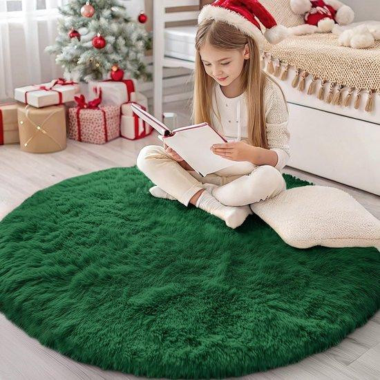 Homaxy Rond Vloerkleed van Polyester, Donkergroen