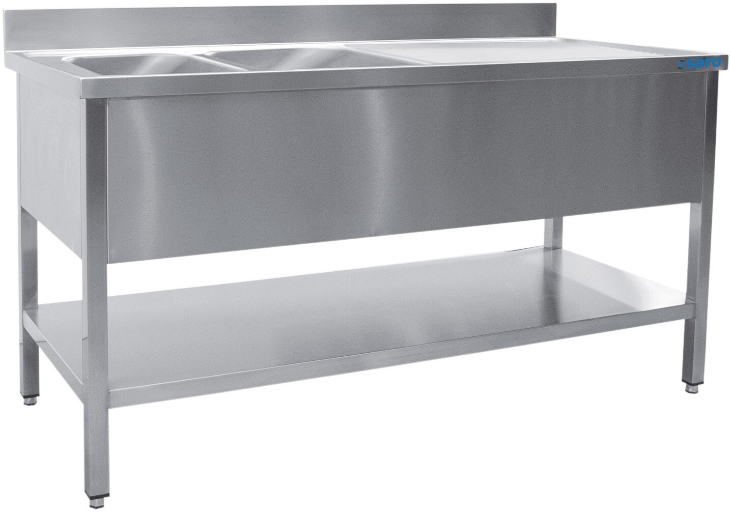 Saro Spültisch mit 2 Becken links 1200x600x850mm Grundboden und Aufkantung