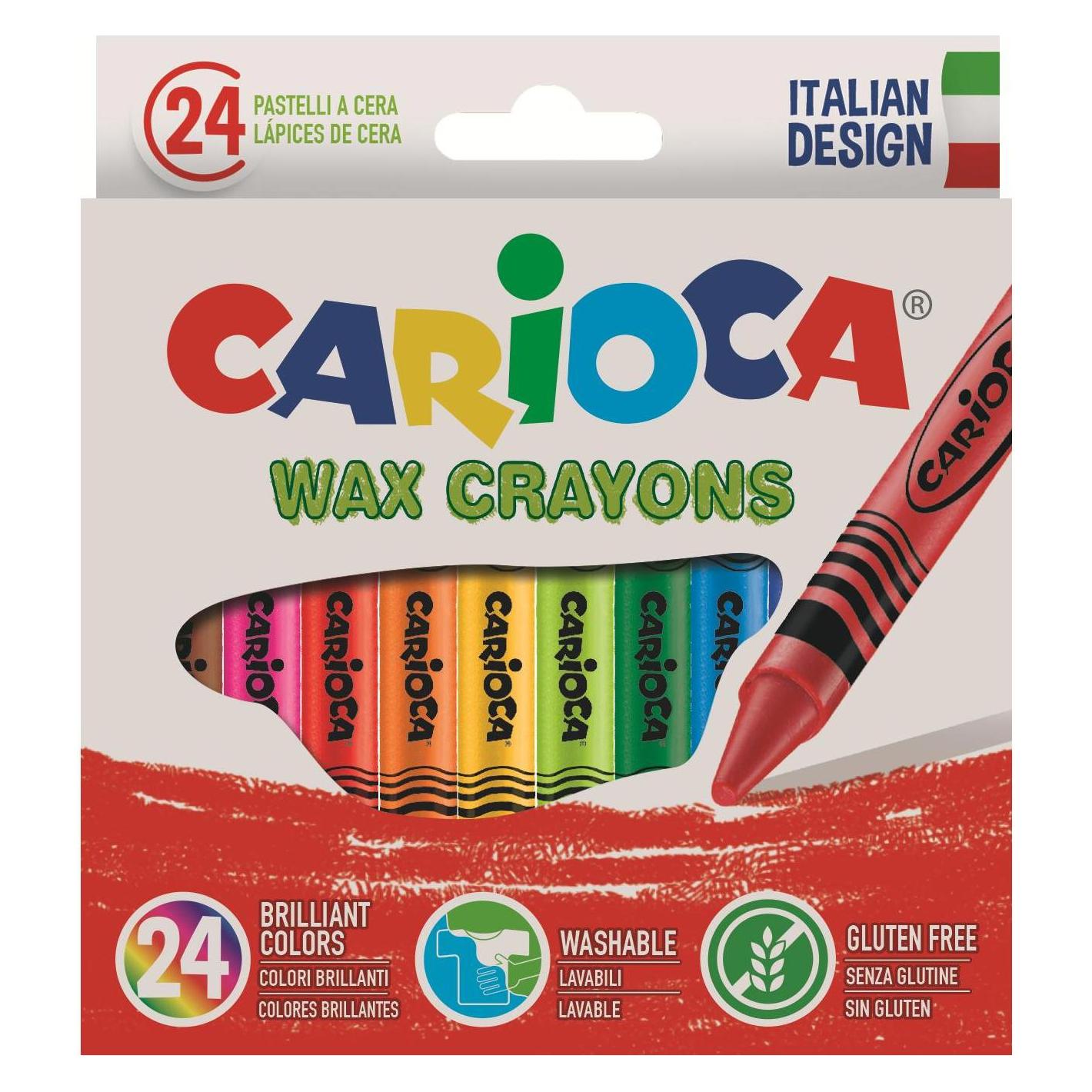 Carioca Wachsmalkreide Wax Ø 8 mm, 24 Stück, Mehrfarbig (24x) (003372)