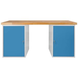 ADB Werkbank Profi 1500, 42506, blau, mit 2 Türen, 150 x 85 x 75 cm