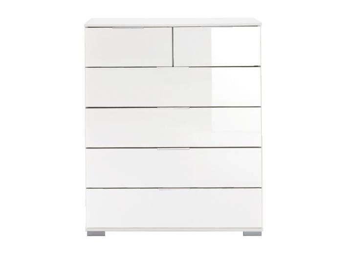 Wimex Easy Plus Kommode mit sechs Schubkästen - Dekor weiß, Glas weiß Modern