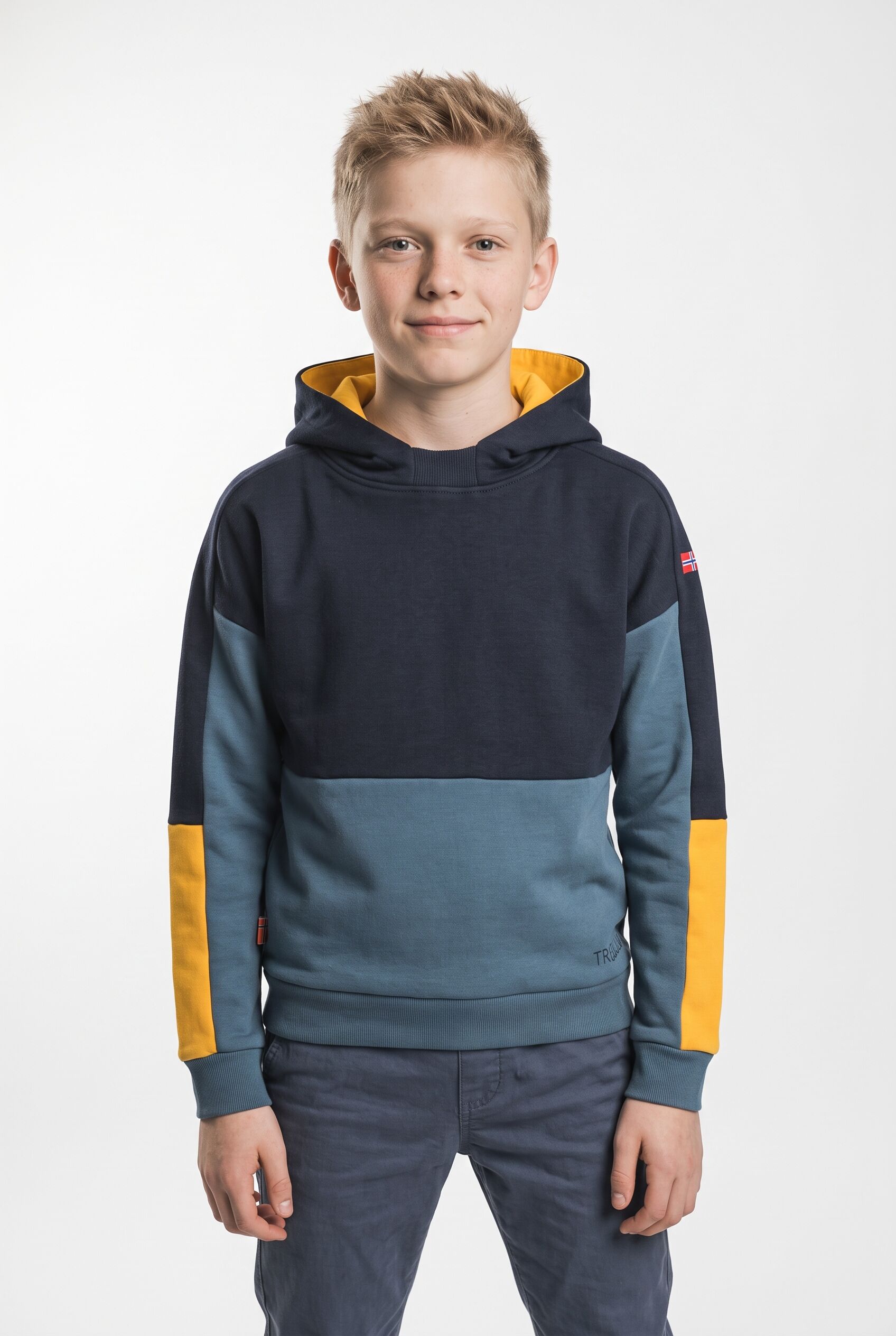 Kapuzensweatshirt TROLLKIDS "KIDS RONDANE SWEATER", Mädchen, Gr. 98, grau (schwarz, steel), Sweatware, Obermaterial: 100% Baumwolle, Rippbündchen, Sweatshirts Kapuzensweatshirt, sportlich, mit farblich passender Fütterung schwarz, steel 98