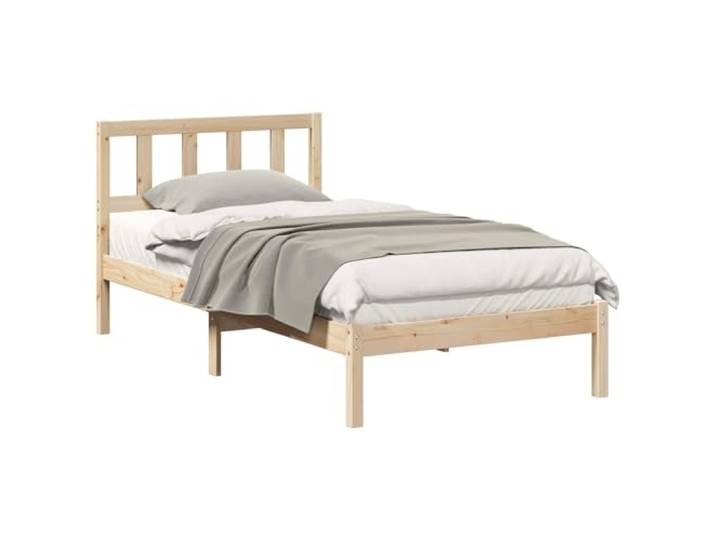 PUGYNBK Bettgestell Braun 80 x 200 cm Kiefer massiv Lattenrost, minimalistisches Design, Holzbeine, einfache Montage, ohne Lattenrost