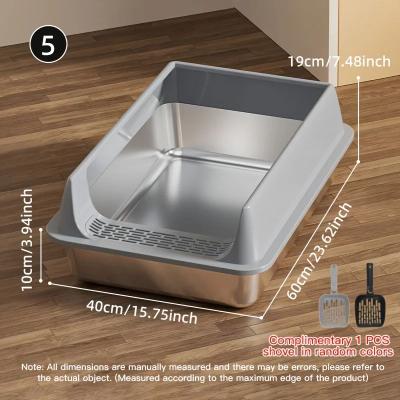 Uplift Treasures Stainless Steel Semi Enclosed Cat Litter Box gray 5