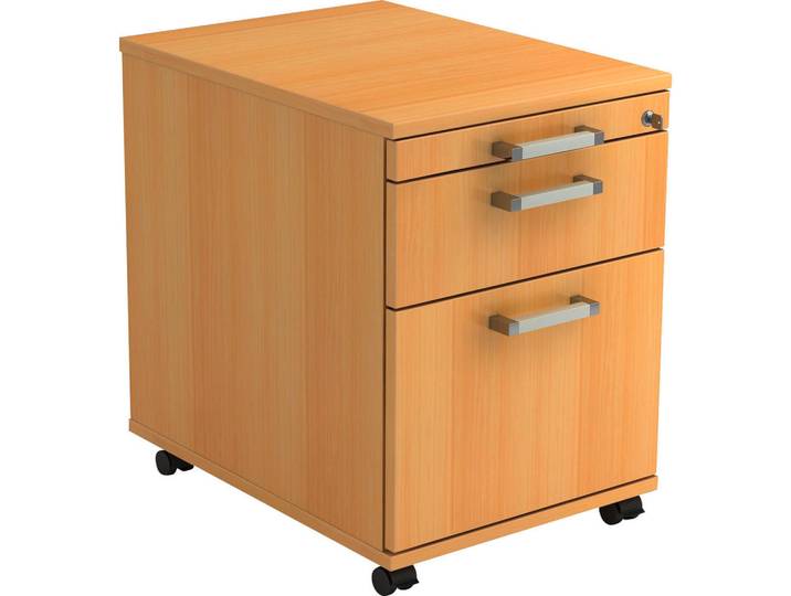Venda Rollcontainer, Buchefarben, 3 Schublade(n) Schubladen, 42.8x59x58 cm, Fsc, DIN EN ISO 14001, Beimöbel erhältlich, Büromöbel, Schreibtischcontainer, Rollcontainer