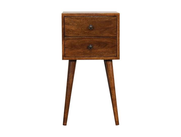NACHTTISCH MINI KASTANIENHOLZ MIT 2 SCHUBLADEN, NORDISCHE BEINE, BEIGE