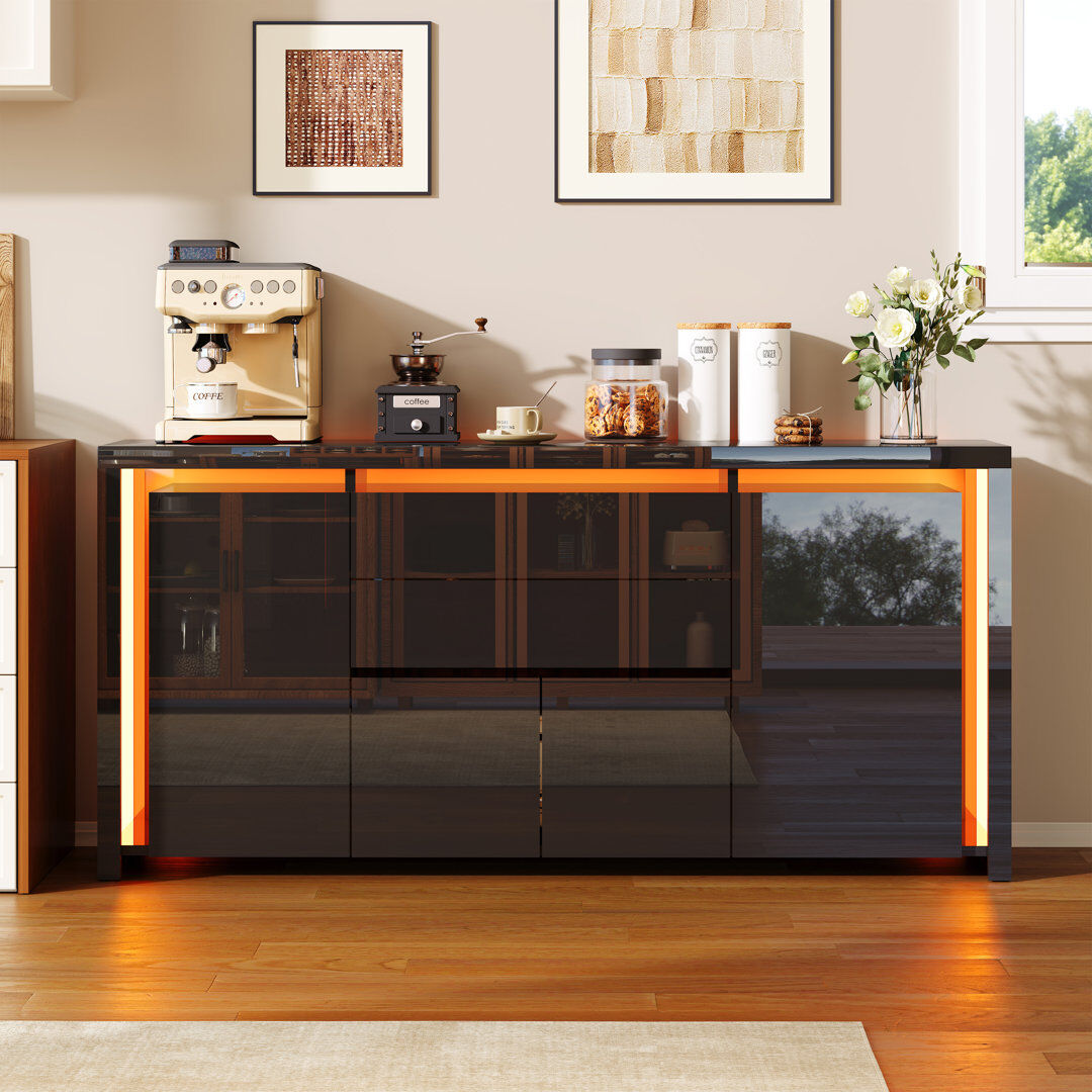 Metro 160cm Sideboard Black 75cm H X 160cm W X 35cm D