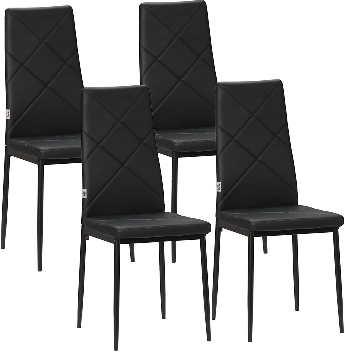 Lunpog Set van 4 Eetkamerstoelen met Hoge Rugleuning, Fluweel, Zwart