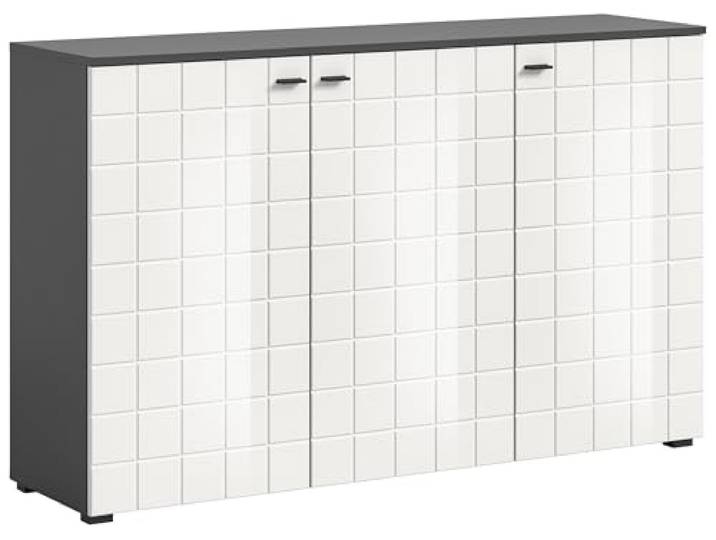 Newroom Sideboard Anthrazit Weiß Hochglanz Kommode Wohnzimmer Schlafzimmer