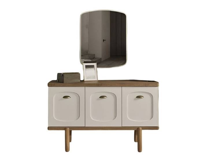 Xlmoebel Kommode Luxus Kommode mit Spiegel aus Holz in Beige (Kommode mit Spiegel, Kommode + Spiegel), Hergestellt in Europa