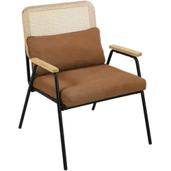 SVITA THEA Loungesessel Rattansessel Retrosessel Rattan Braun