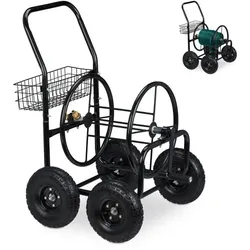 Relaxdays Schlauchwagen 4 Räder schwarz Schwarz