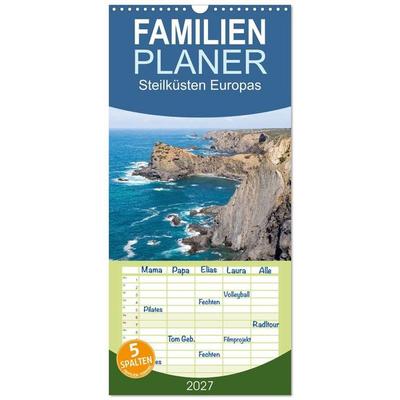 Familienplaner 2027 - Steilküsten Europas mit 5 Spalten (Wandkalender, 21 x 45 cm) CALVENDO