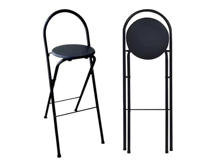 CHAOHAOKE Klappbarer Barhocker mit Rückenlehne, höhenverstellbar (60–75 cm), max. Traglast 125 kg, tragbare Küchentheke-Hocker, ideal für Zuhause & Bar, Schwarz, 6 Stück