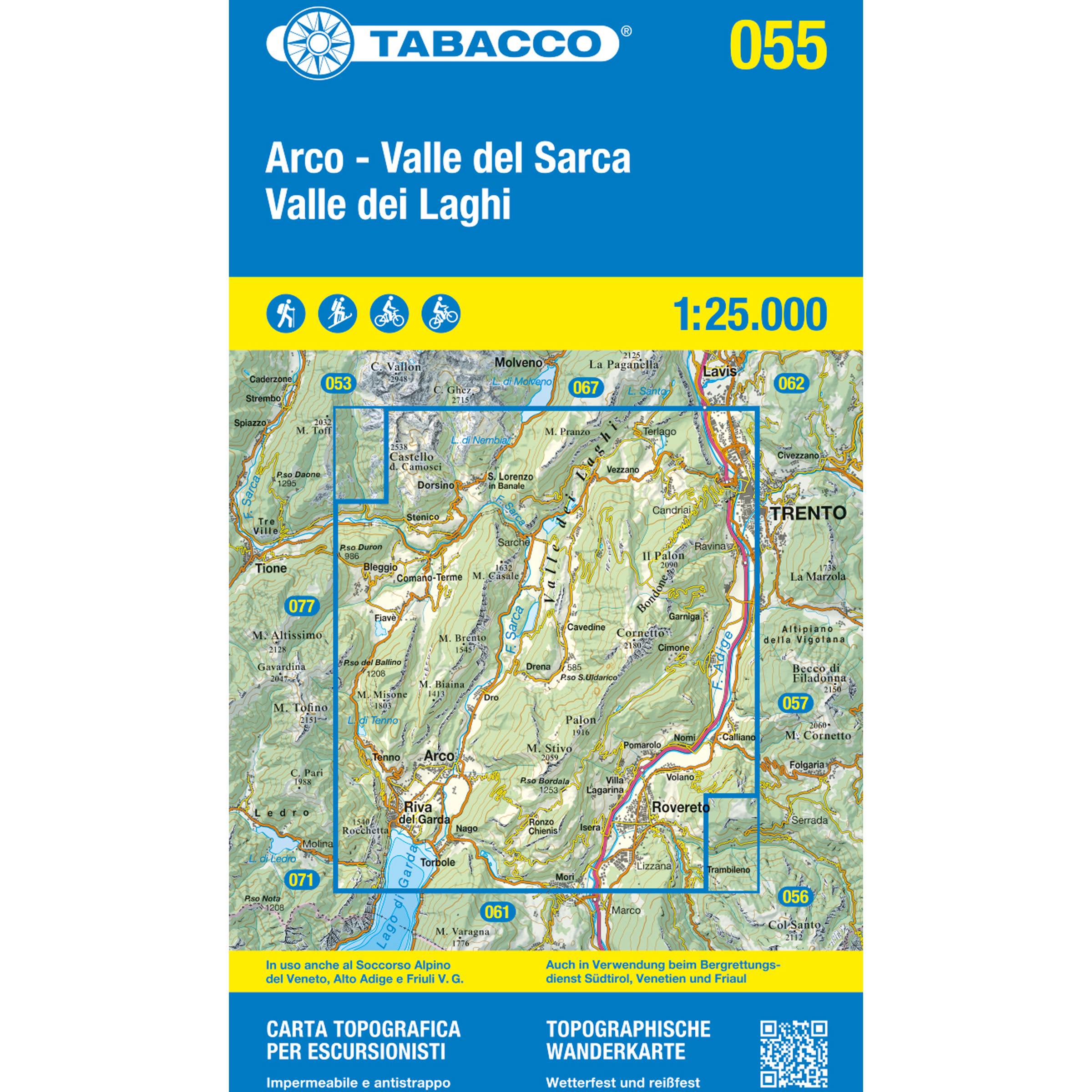 Tabacco Valle del Sarca-Arco 055 Wanderkarte Topografische Karten Aufl. 2024