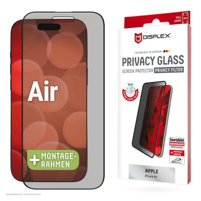 DISPLEX Displayschutzglas "Privacy Glass Screen Protector", grau (schwarz), B:11cm H:1,2cm T:19,5mm, Displayfolien, Displayschutzfolie, Schutzfolie, Bildschirmschutz, kratz- & stoßfest