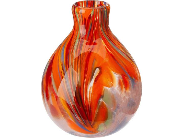 Tischvase GILDE Vase Dream orange , bunt (orange), B:18cm H:24cm T:18cm Ø:18cm, Glas, Vasen, Tischvase