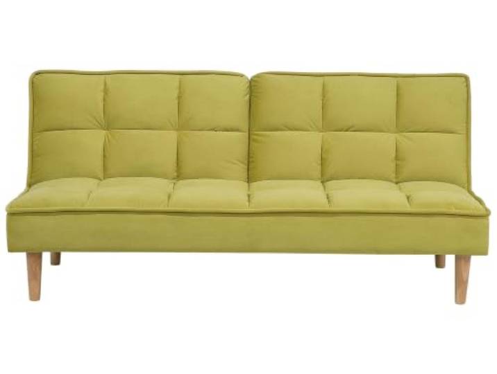 Beliani 3-Sitzer Schlafsofa Stoffbezug olivgrün gesteppt Sofa mit Schlaffunktion Siljan