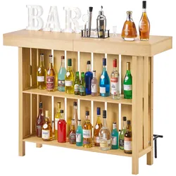 VEVOR Hausbar mit 3 Ebenen, Bartresen aus Holzwerkstoff mit Fußstütze & Flaschenöffner-Halter, Moderne Bartheke mit viel Stauraum für Wohnzimmer & Keller, Belastbar bis 81,6 kg, 1400 x 398 x 1055 mm